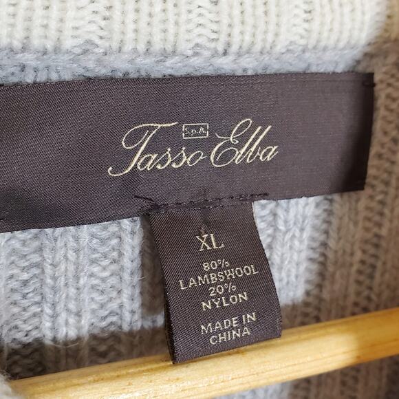 Tasso Elba light grey Lambswool zipper ribbed sweater jacket Size XL - Picture 4 of 9